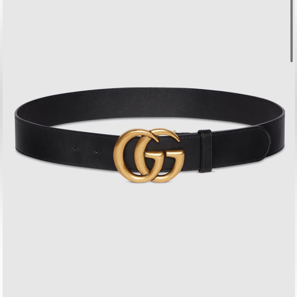 Gucci Leather Belt with Double G Buckle 85cm (size 6) - Black